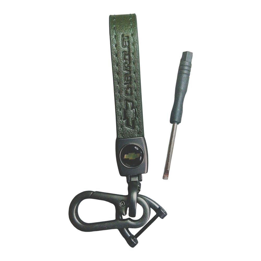 Chevrolet Genuine Leather Car Keychain Green